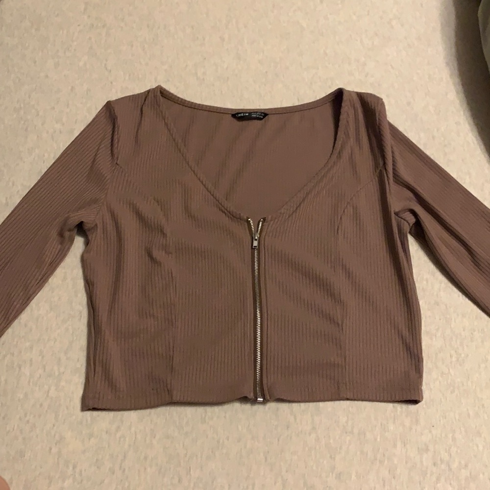 Shein mocha brown zipper top